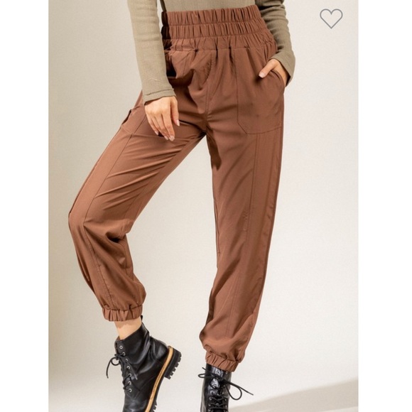 Best Seller! Smocked High waisted Joggers - Picture 2 of 11